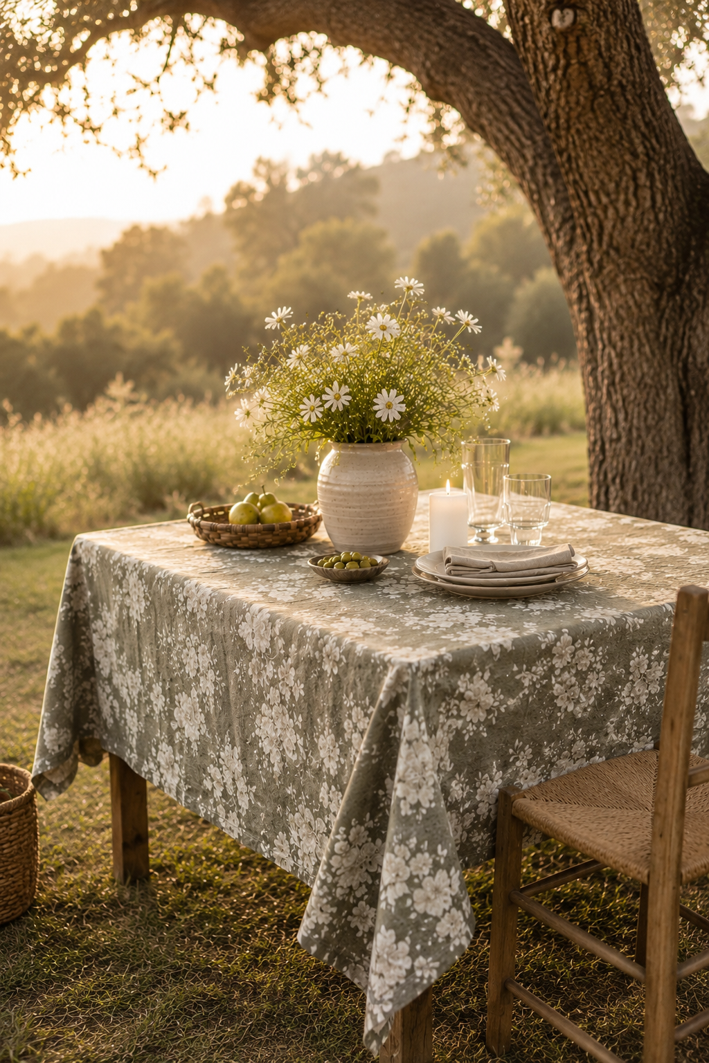 Vintage Sage Floral Tablecloth (60” x 102”)