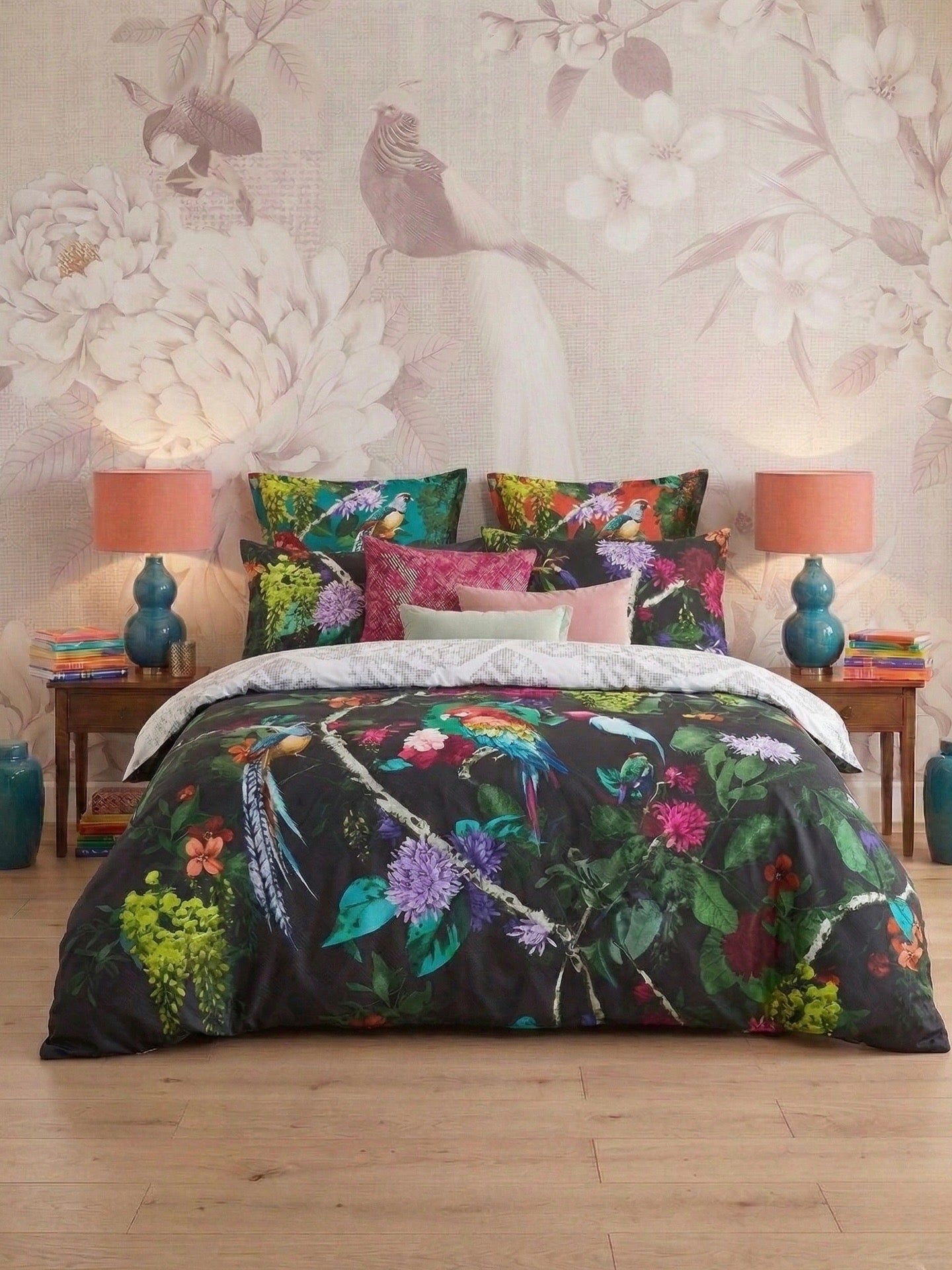 The Chintz Black Queen Duvet Cover Set