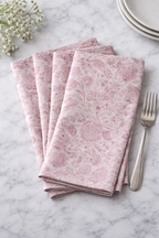 Vintage Rose Linen Set | 8 Napkins & Oversized Tray Mat