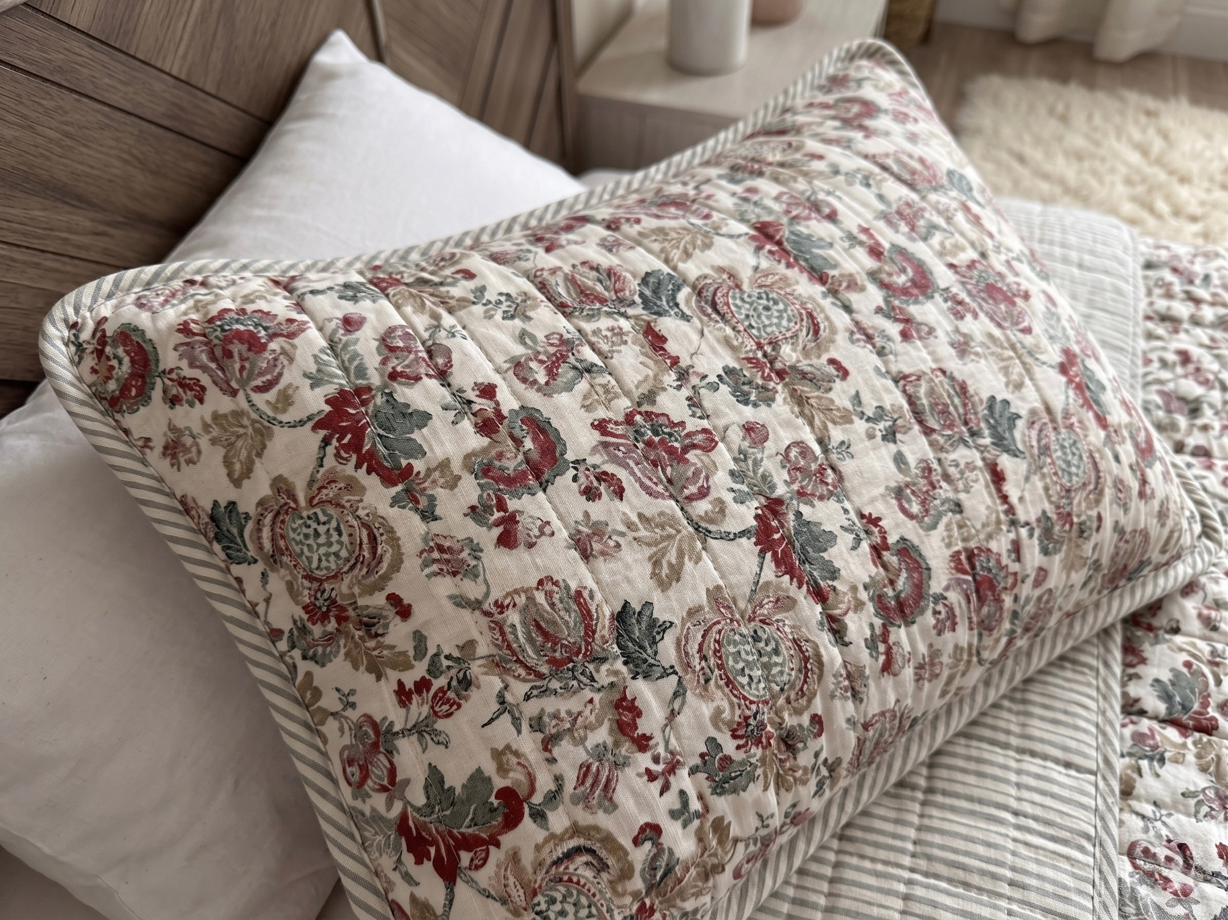 The Vintage Rose Garden | Reversible Quilted 3-Piece Bedspread Set