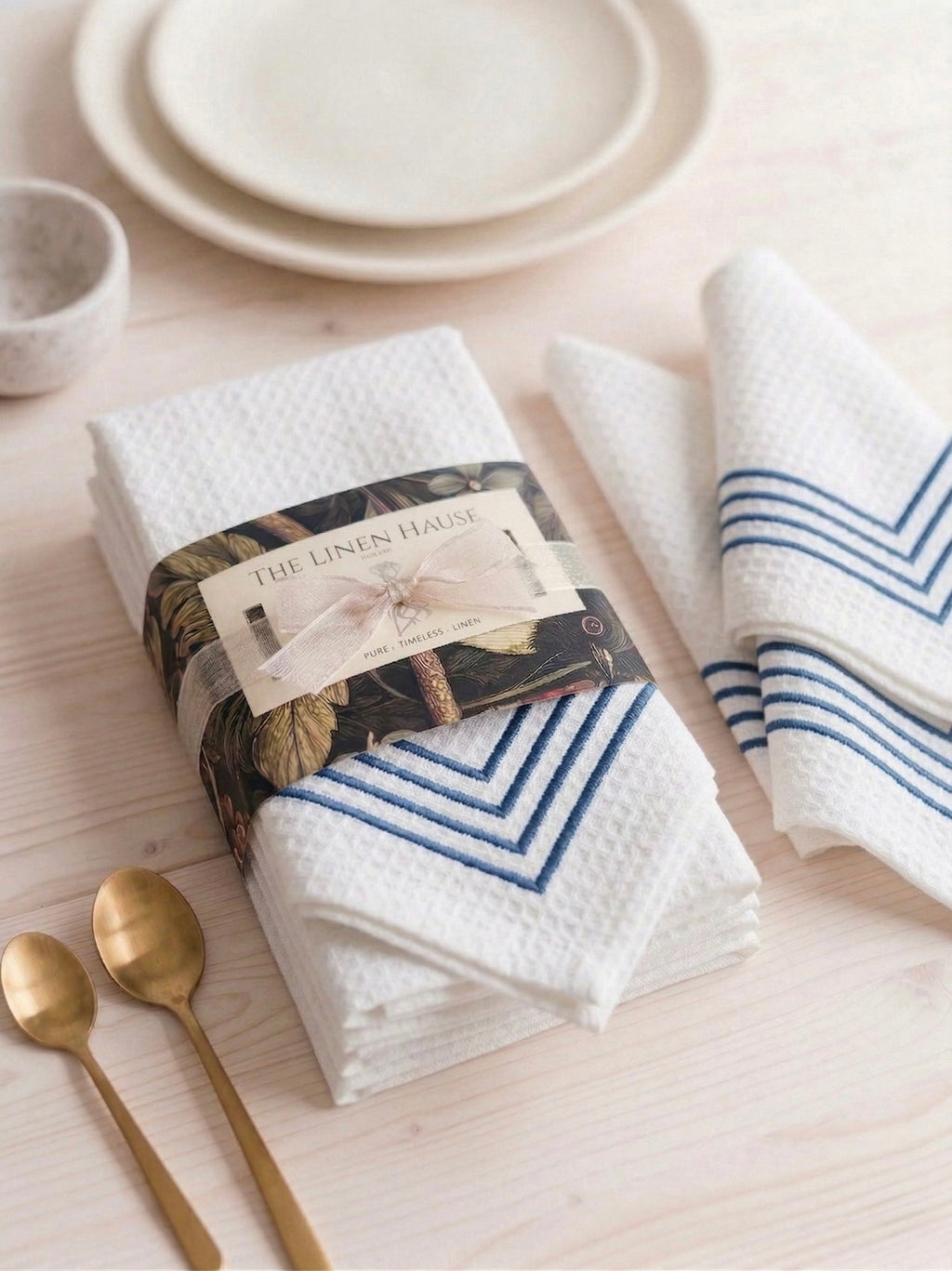 The Azure Waffle 6pc Napkin Set