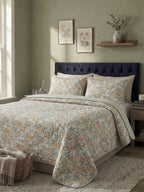 Botanical Harvest & Pinstripe Reversible 3 pc Quilted Set - Bedspread