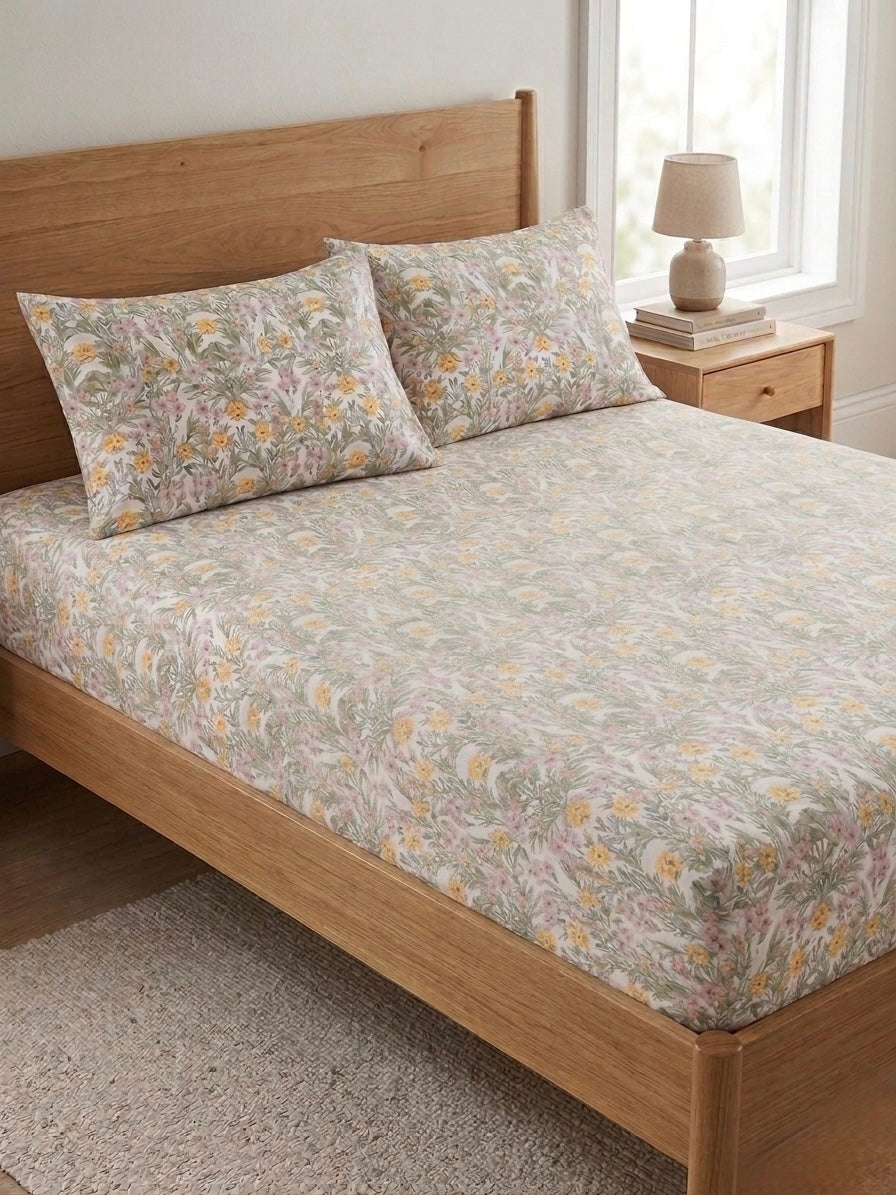 Floral Meadow King Size Bedsheet Set