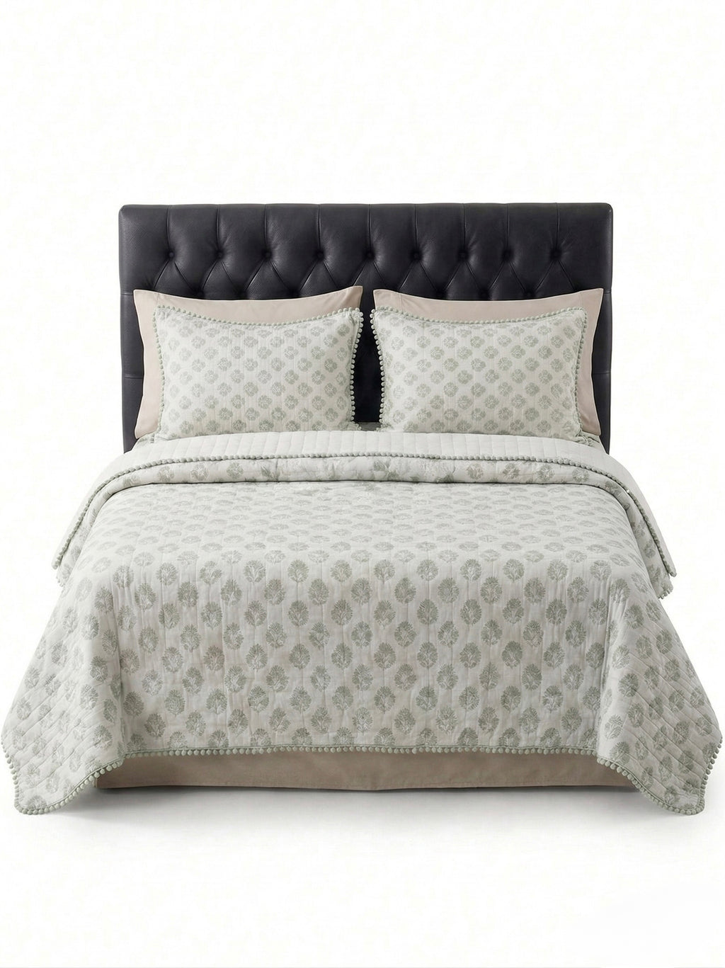 Sage Botanical Reversible Quilted 3pc Set – Premium Imported Cotton Bedding