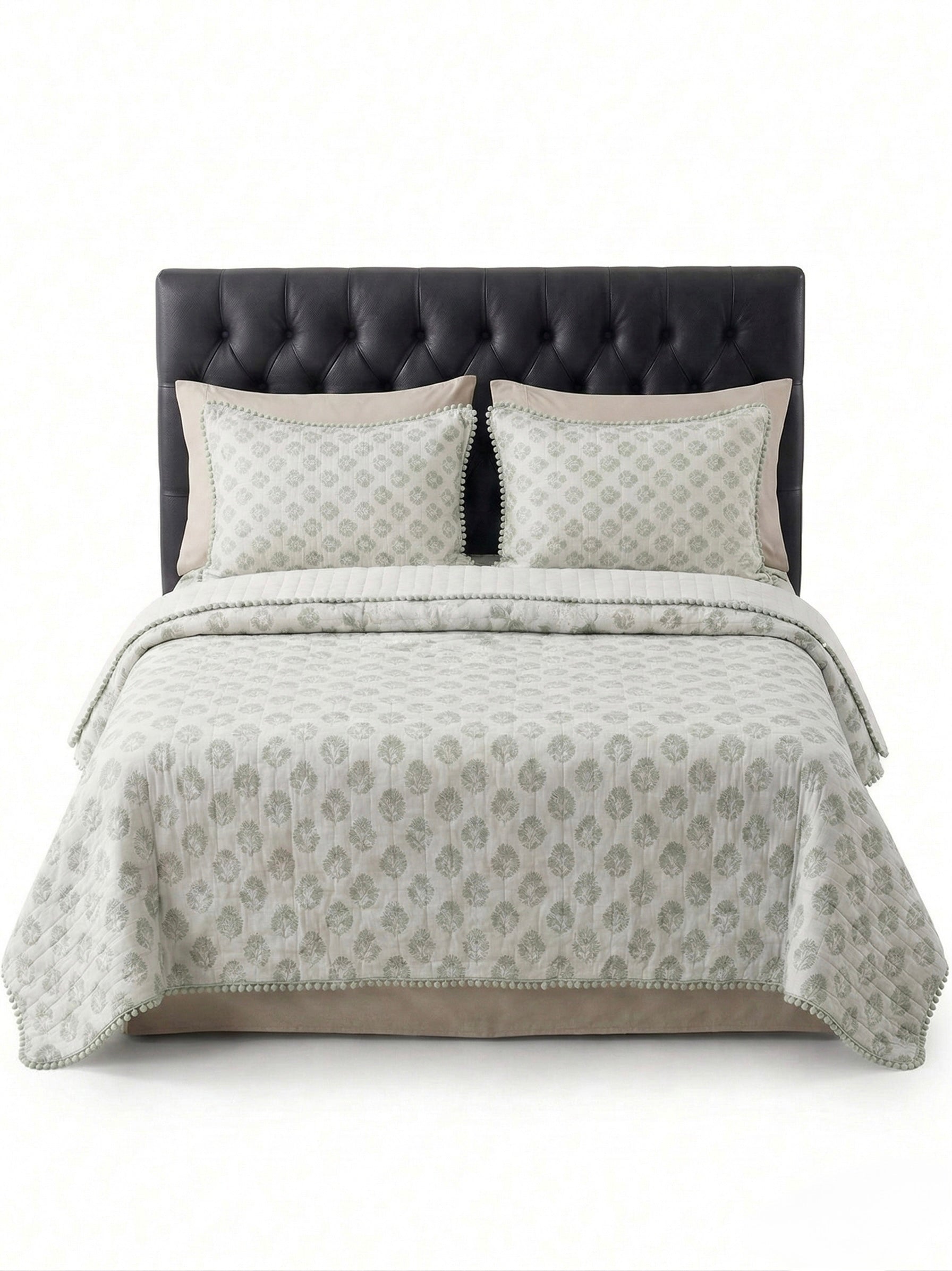 Sage Botanical Reversible Quilted 3pc Set – Premium Imported Cotton Bedding
