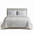 Blue Meadow Reversible Quilted 3pc Set – Premium Imported Cotton Bedding