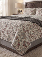 The Vintage Rose Garden | Reversible Quilted 3-Piece Bedspread Set