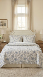 Blue Botanical Ruffled 3pc Set – Quilted