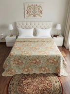 Vintage Rose & Striped Reversible 3pc Quilted Set - Bedspread