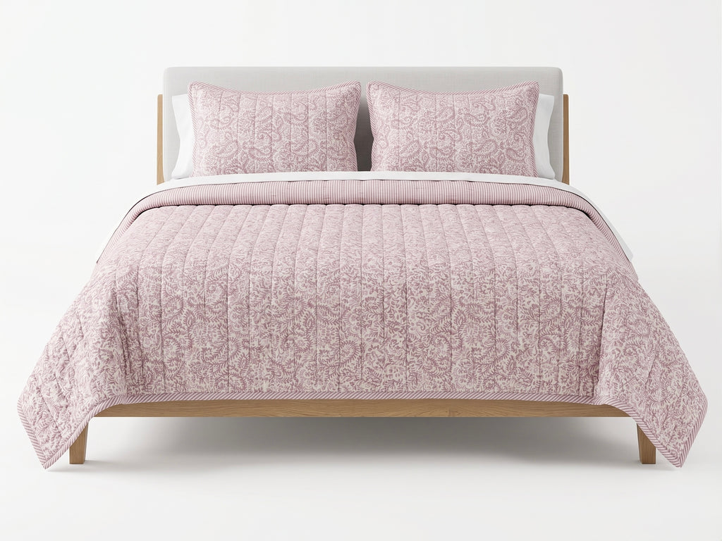 Desert Rose Floral Reversible Quilted Bedspread Set