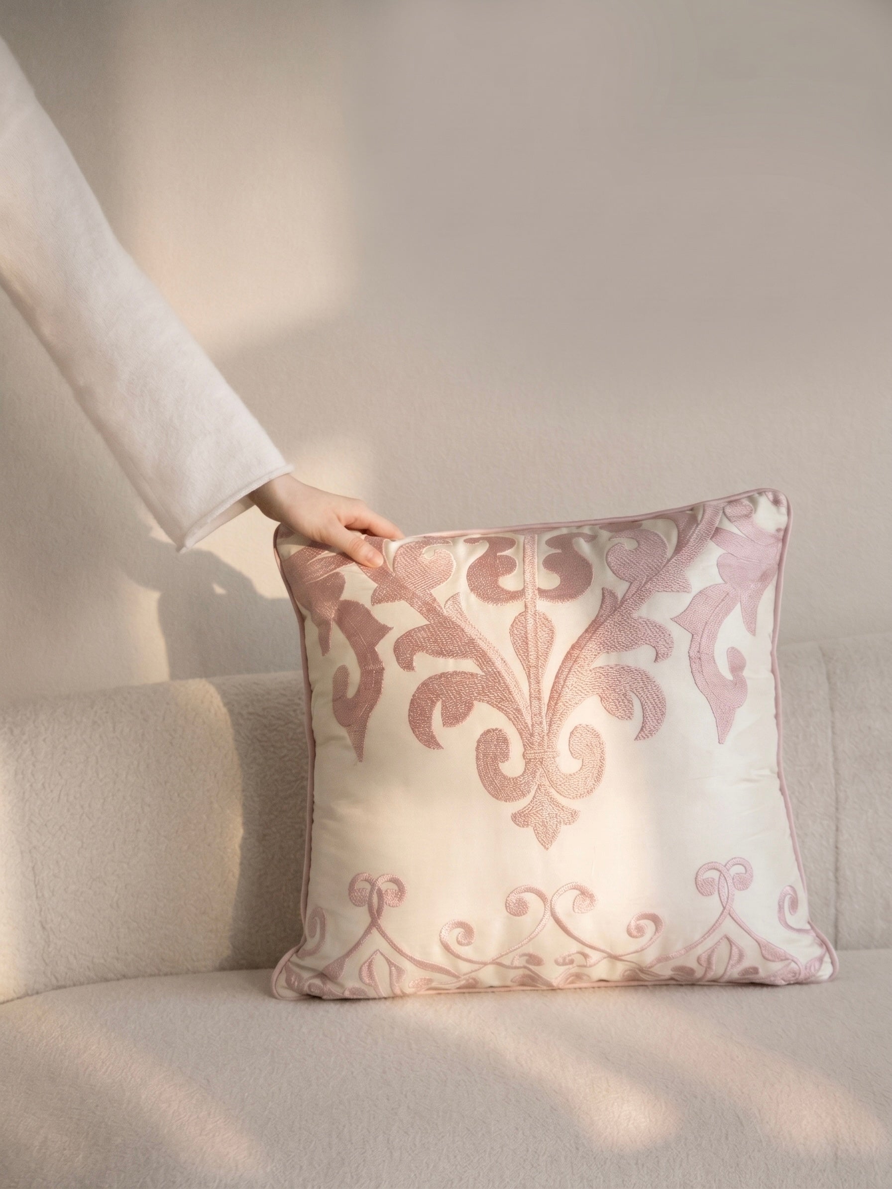 Embroidered Silk-Blend Filled Cushion Pair