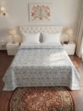 Blue Floral Reversible 3pc Quilted Set - Bedspread