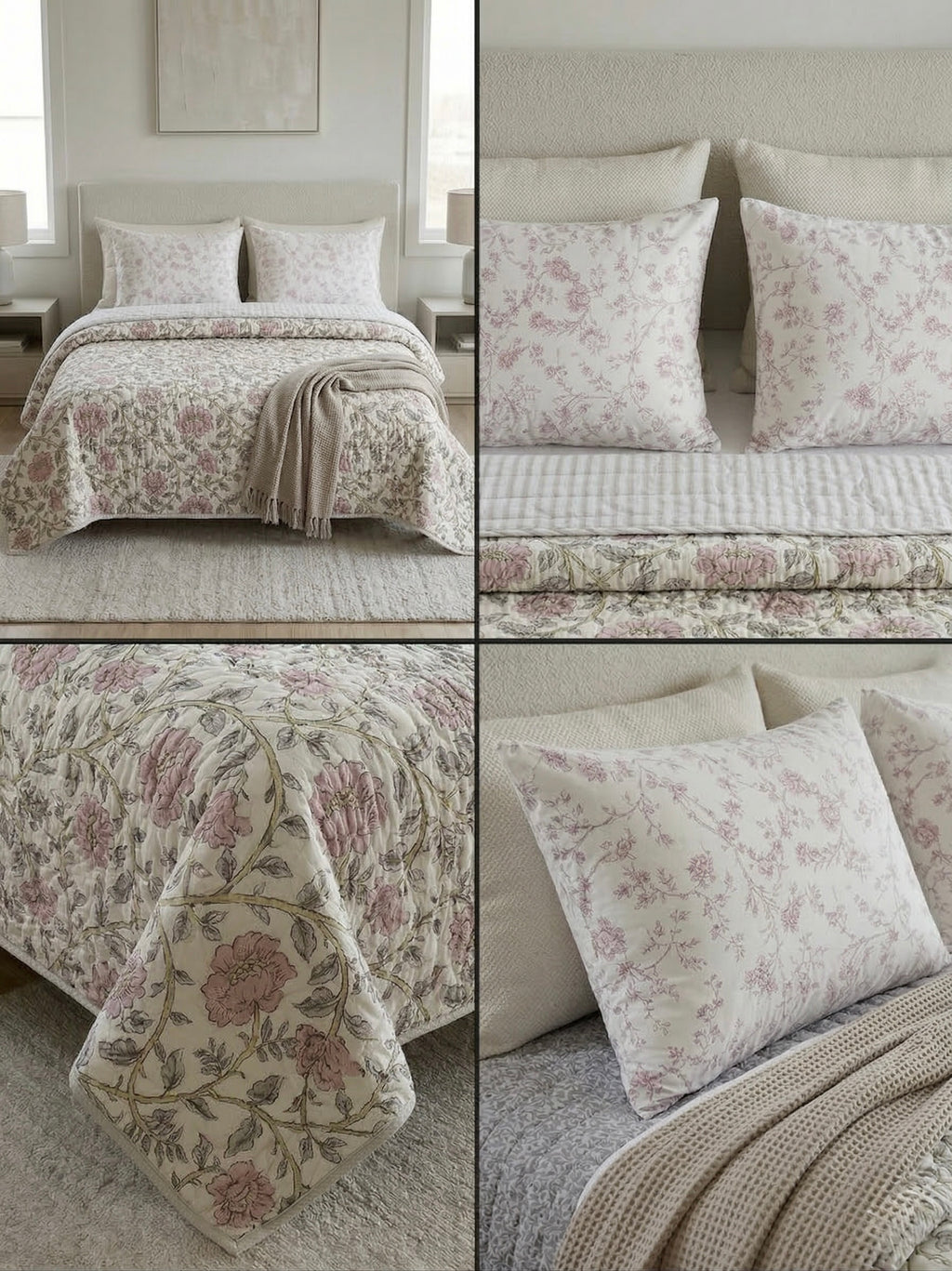 The Roseland Manor Reversible Quilted 3pc Bedspread Set – Premium Imported Cotton Bedding
