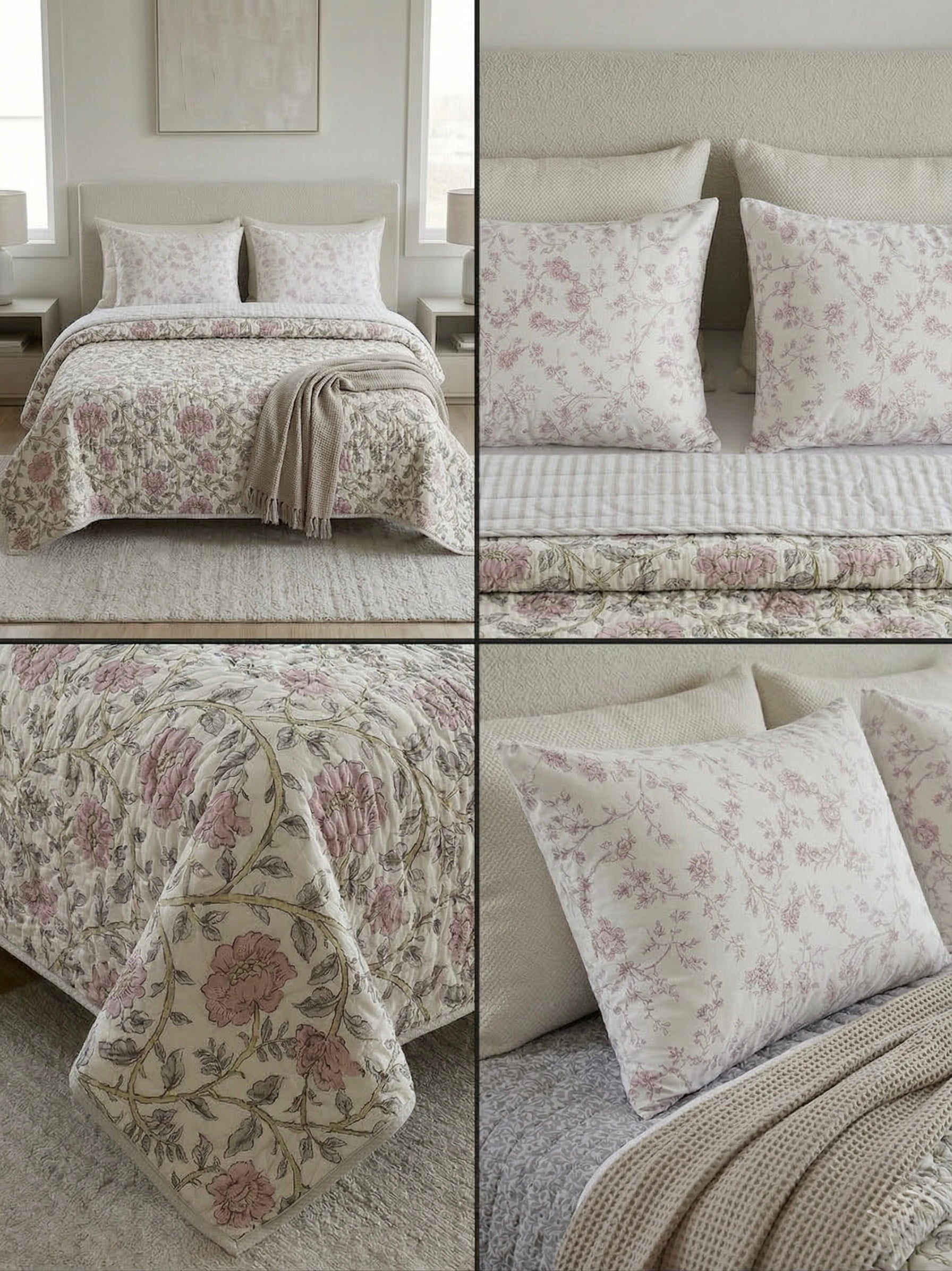 The Roseland Manor Reversible Quilted 3pc Bedspread Set – Premium Imported Cotton Bedding
