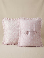 Soft Pink Floral Quilted Pillow Covers (Pair)