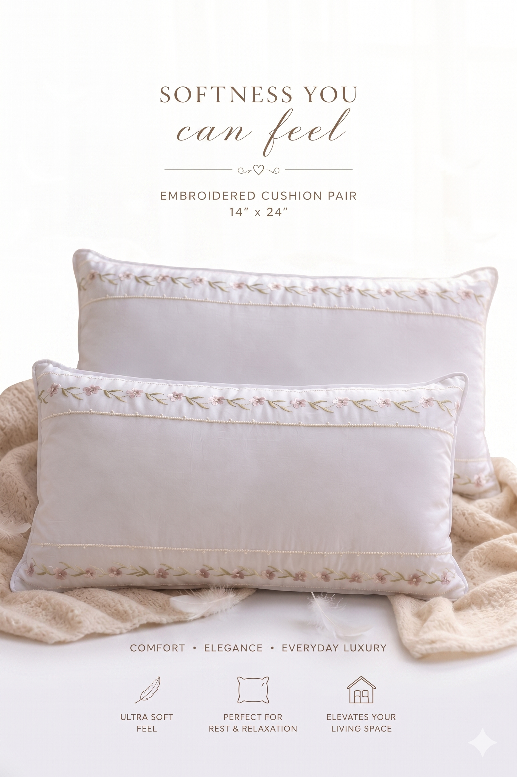 Blossom Whisper Filled Cushion Pair