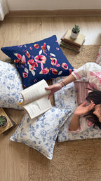 Cacharel Blue Floral Floor Cushion Cover Pair