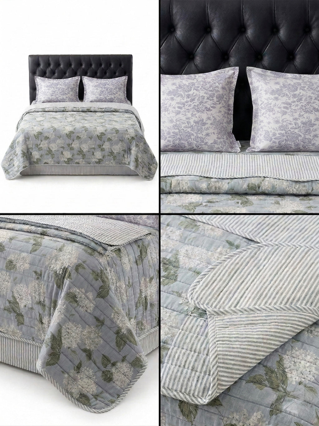 Hydrangea Garden Reversible Quilted 3pc Set – Premium Imported Cotton Bedding