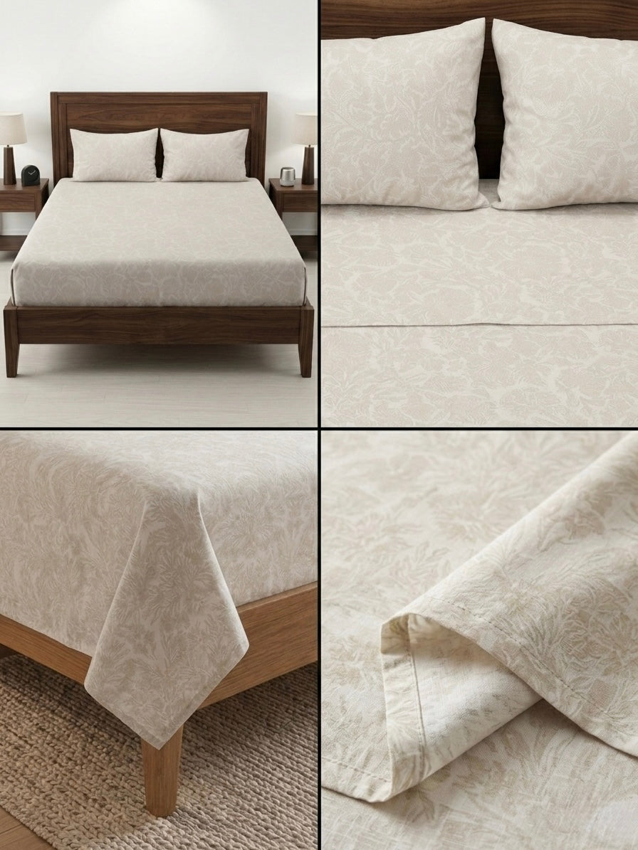Ivory Bloom King Size Bedsheet Set