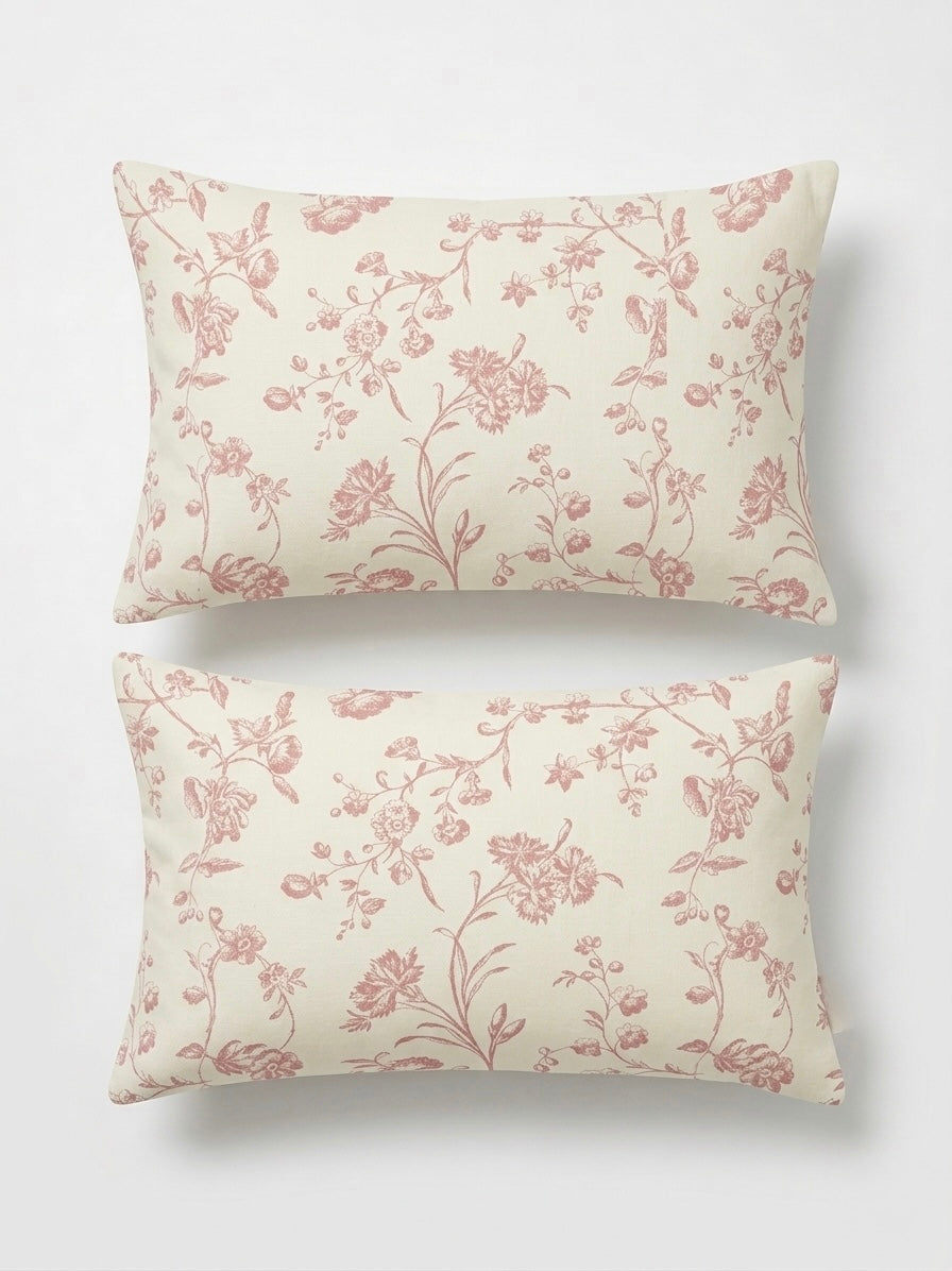 Dusty Rose Botanical Pillow Cover Pair