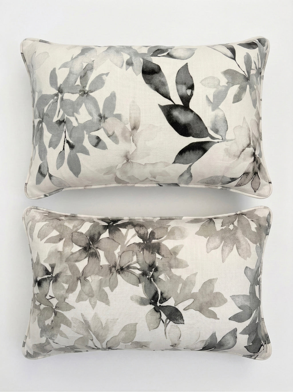Monochrome Floral Watercolor Filled Cushion Pair