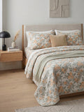 Botanical Harvest & Pinstripe Reversible 3 pc Quilted Set - Bedspread
