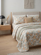 Botanical Harvest & Pinstripe Reversible 3 pc Quilted Set - Bedspread