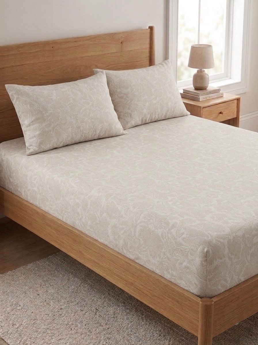 Ivory Bloom King Size Bedsheet Set