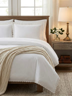 Hotel Collection New York City - 3pc Set | Premium Embroidered Scallop Duvet