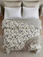 Paris Heritage Floral Humming 3-Piece Quilted Bedspread Set