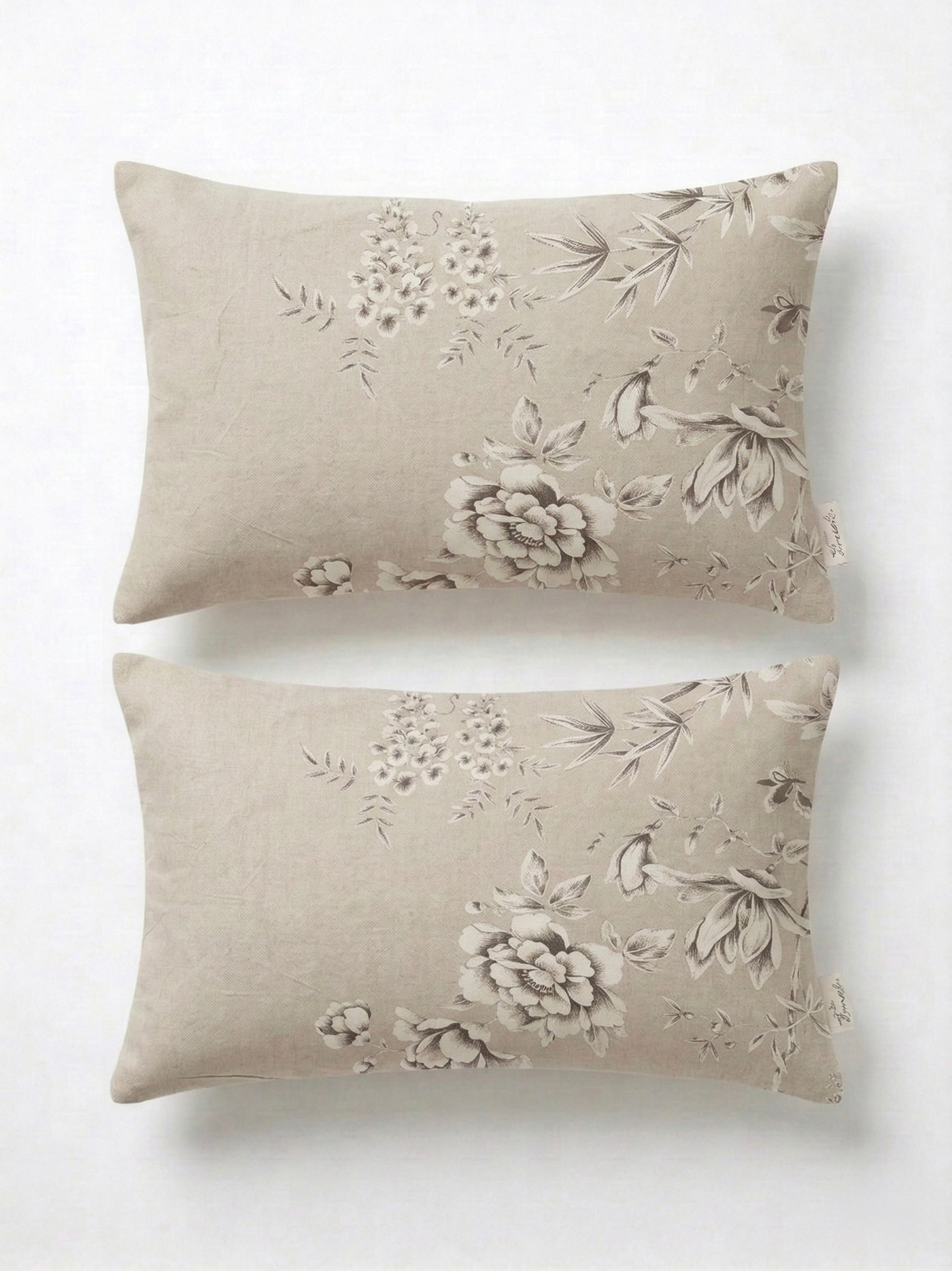 Earthy Beige Floral Pillow Cover Pair