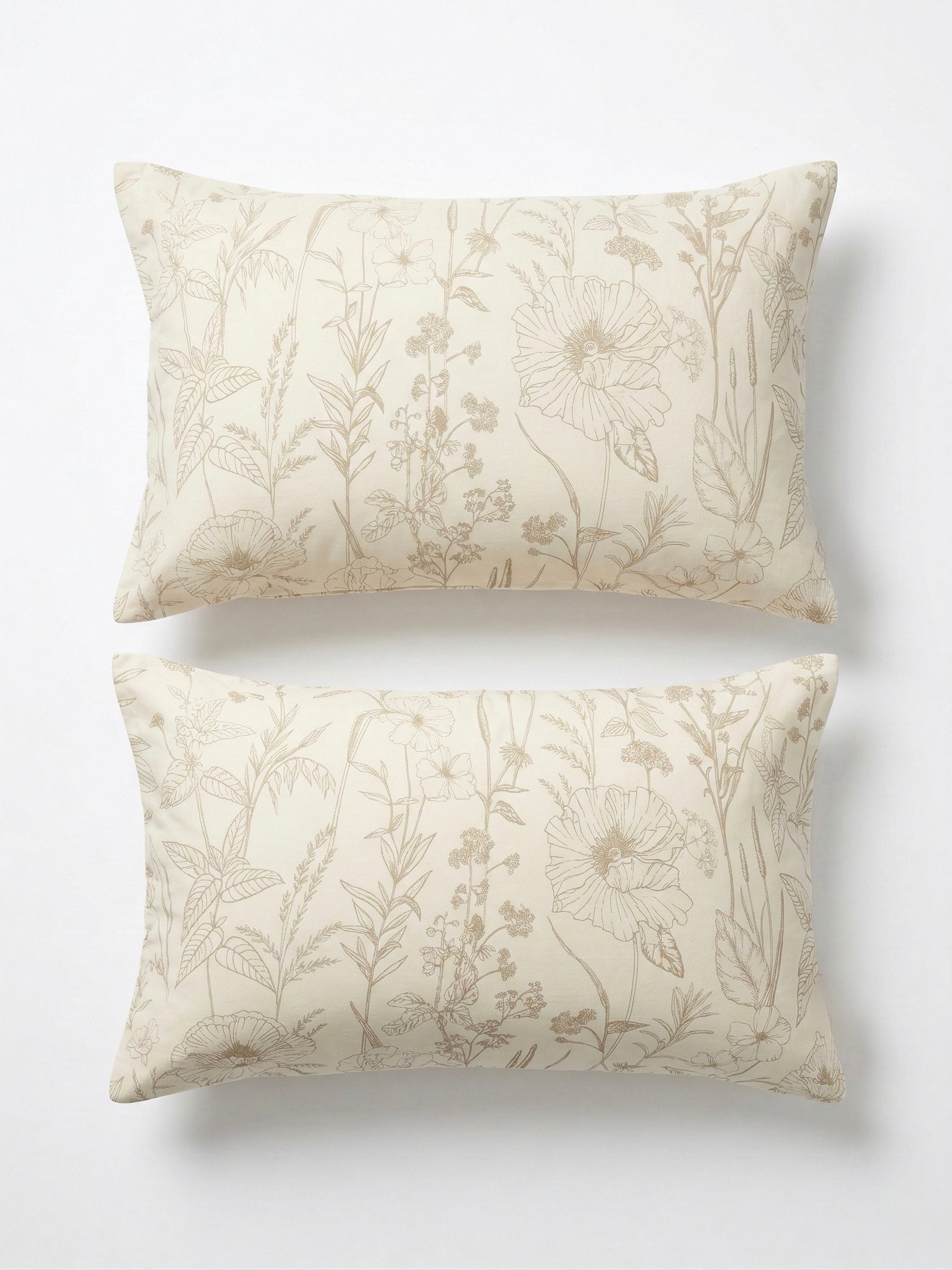 Summer Meadow Sketch Sham Pillow Cover Pair