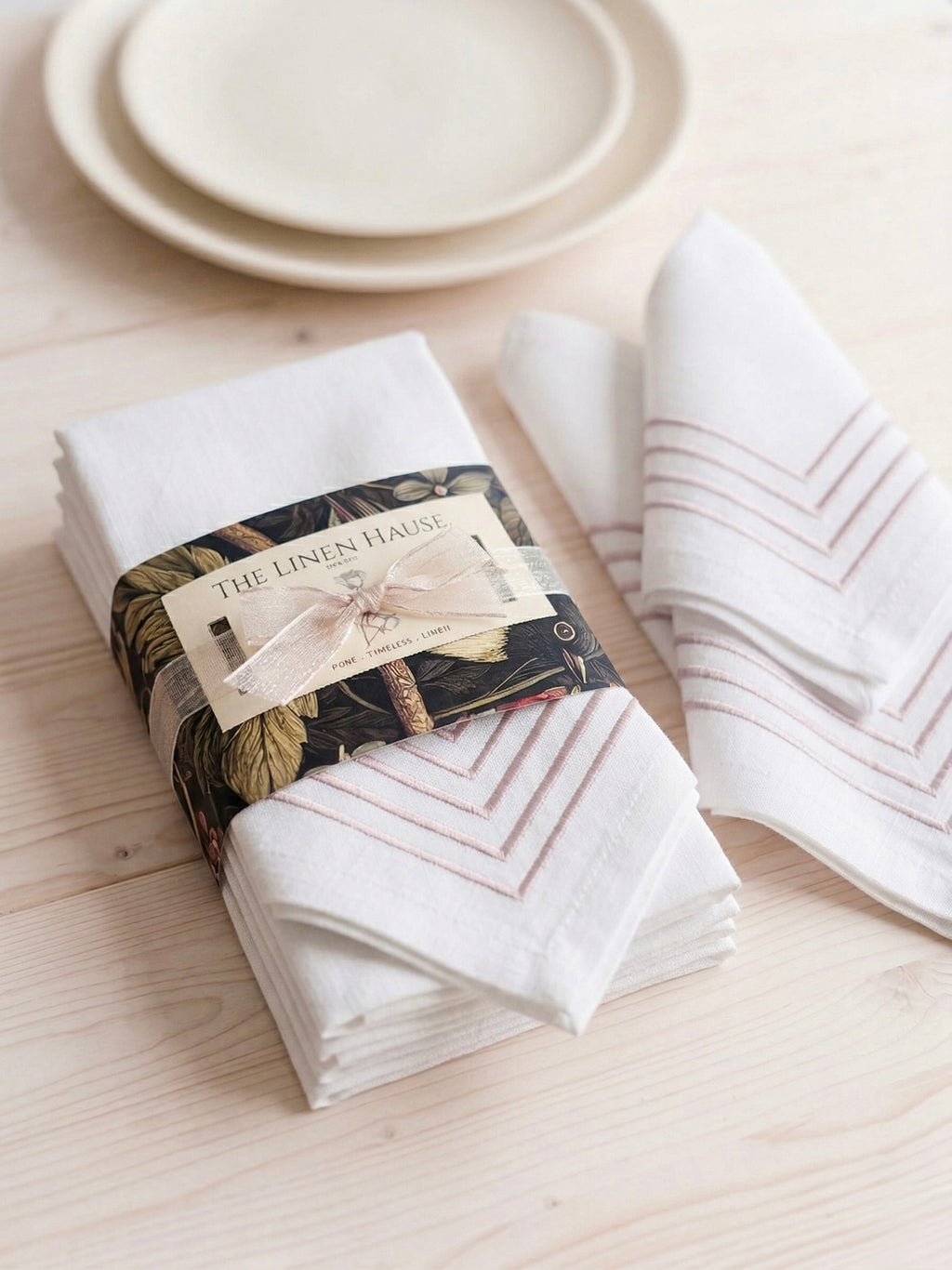 Linen Napkins in Dusty Rose & Sand 6pc Napkin Set