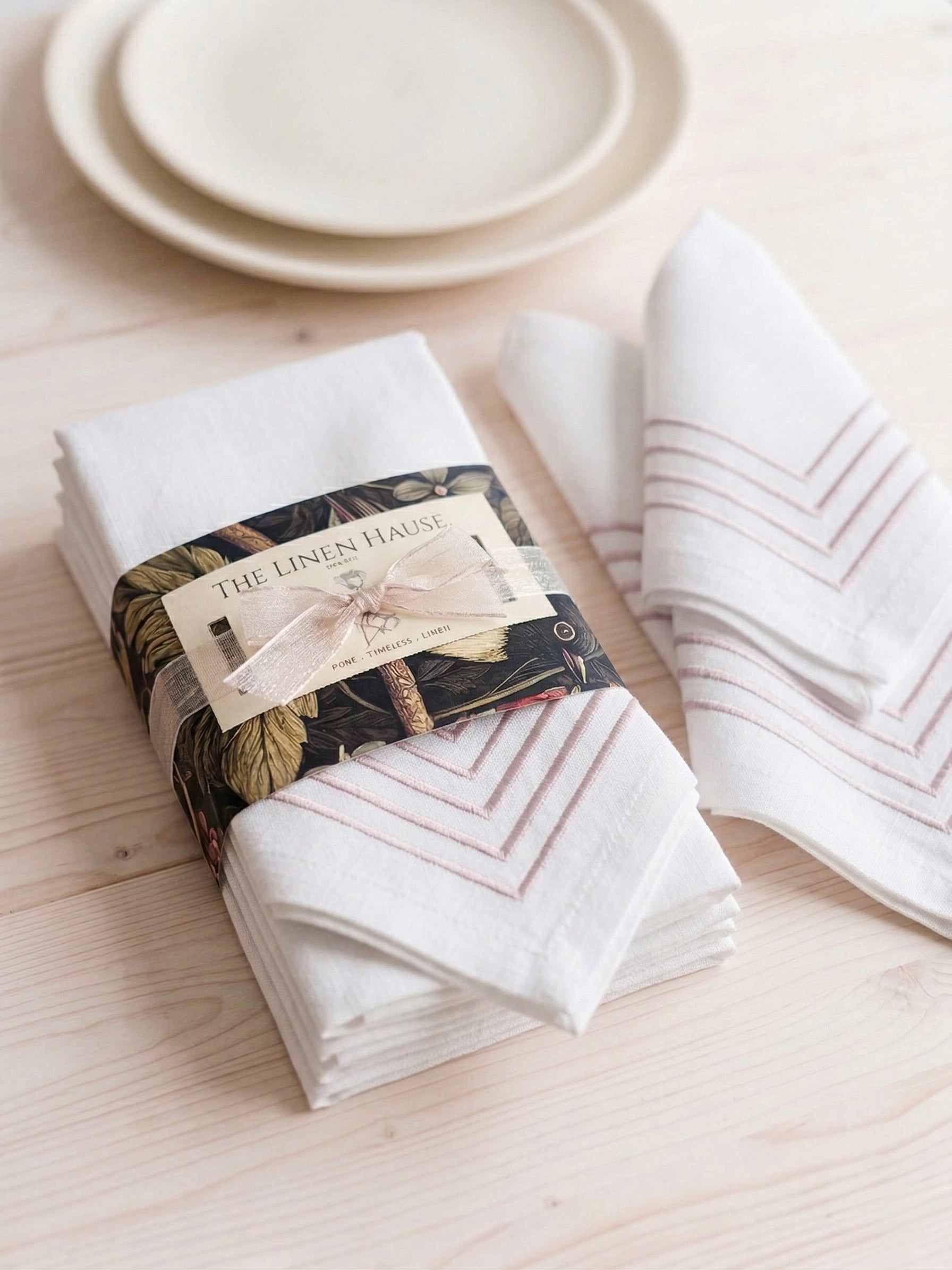 Linen Napkins in Dusty Rose & Sand 6pc Napkin Set