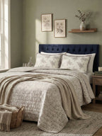 Wildflower Stripe Reversible Quilted 3pc Set - Soft Cotton Quilt Bedding Set for Bedroom