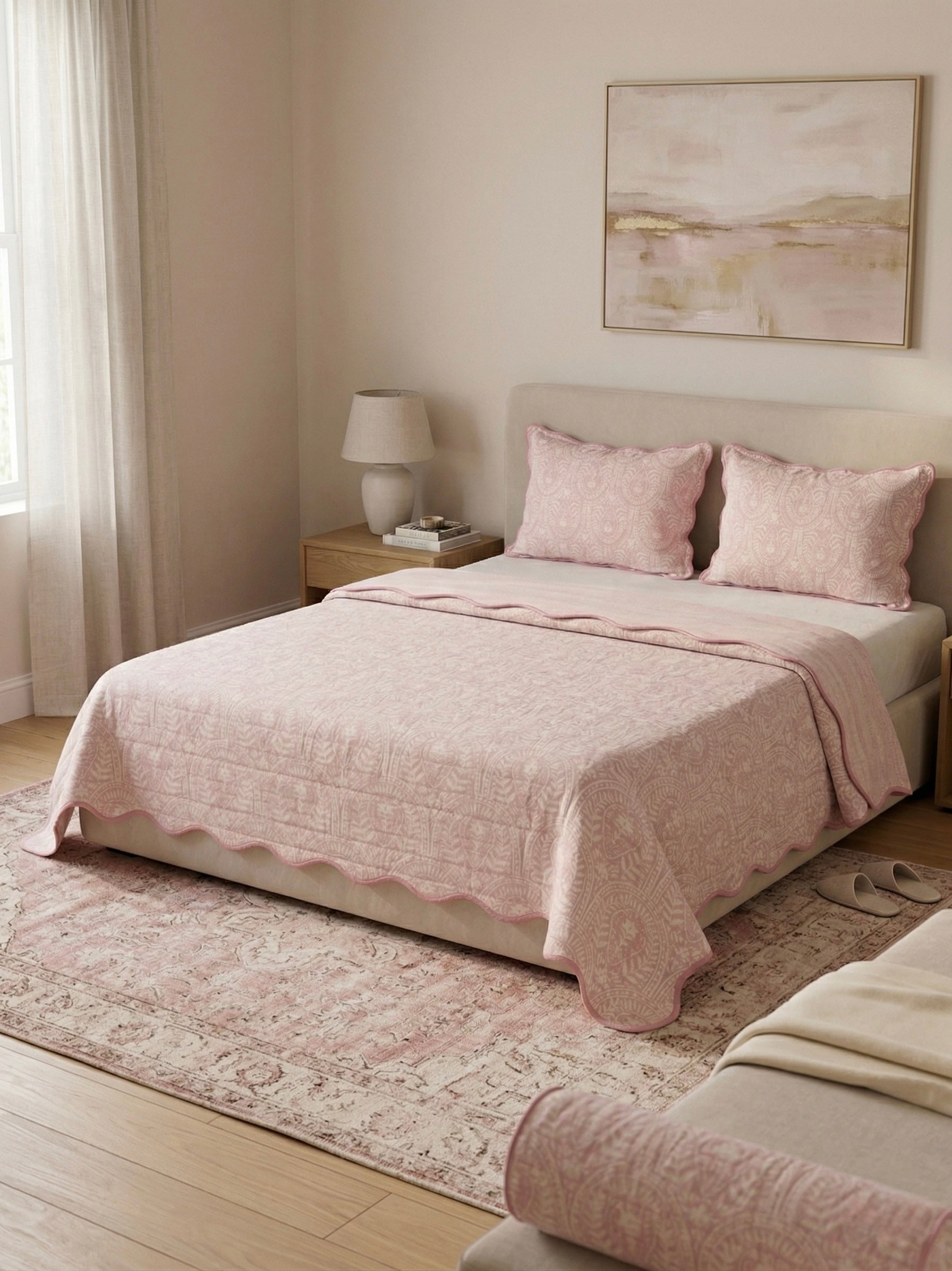 Blush Paisley Reversible Quilted 3pc Set – Bedspread