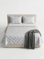 Midnight Bloom & Cream 3pc Quilted Set - Bedspread