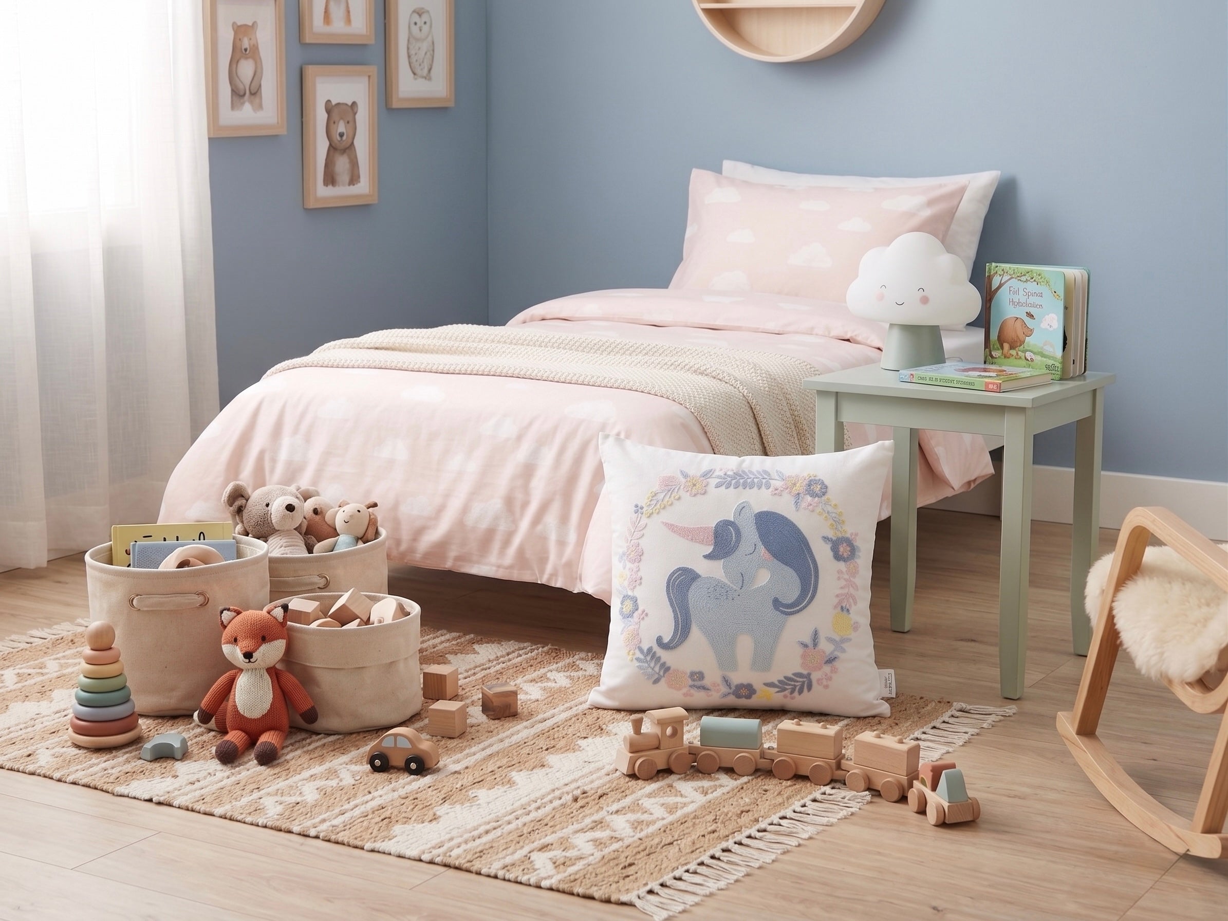 The Unicorn Wreath Embroidered Filled Cushion Pair