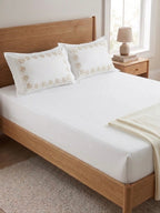 Gold Leaf Embroidered King Size Bedsheet Set
