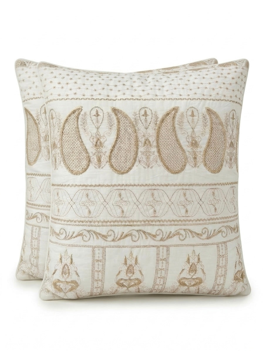 The Heritage Paisley Embroidered Filled Cushion Pair