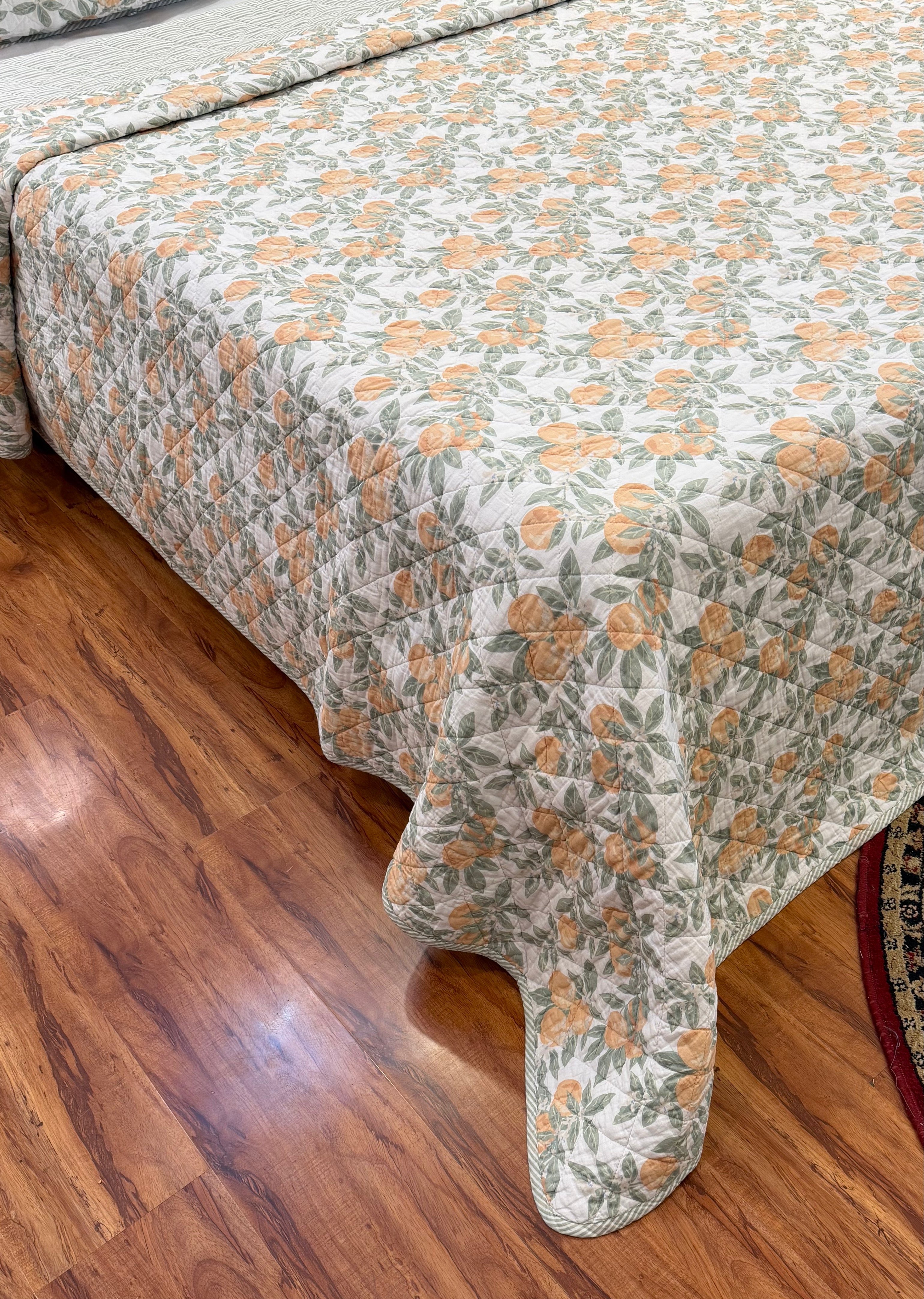 Botanical Harvest & Pinstripe Reversible 3 pc Quilted Set - Bedspread