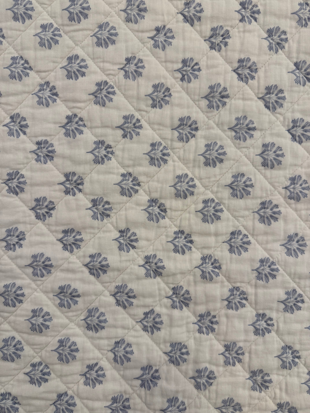 Blue Floral Reversible 3pc Quilted Set - Bedspread