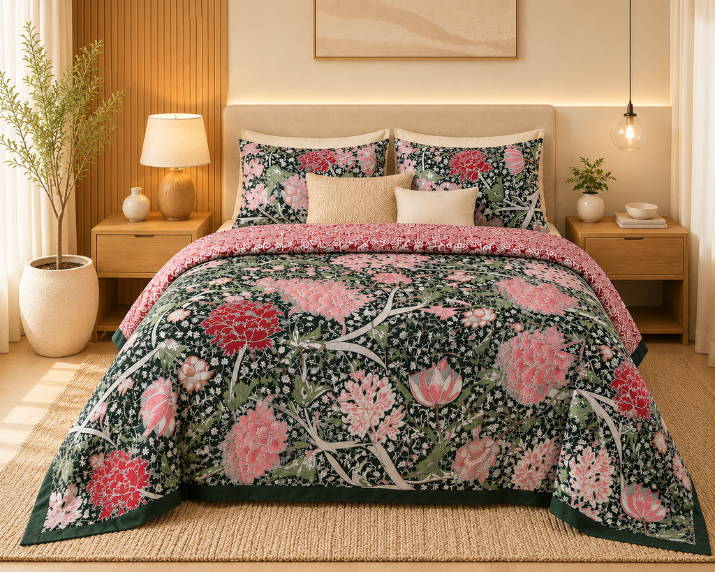 Noir Botanica Floral Quilt Cover